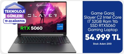 Game Garaj Slayer C2 Intel Core I7 32GB Ram 1tb SSD RTX5060 Gaming Laptop