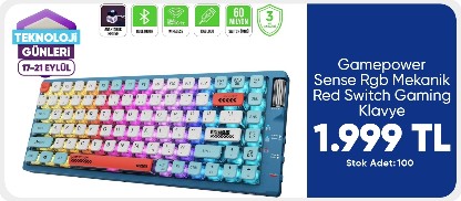 Gamepower Sense Rgb Mekanik Red Switch Gaming Klavye