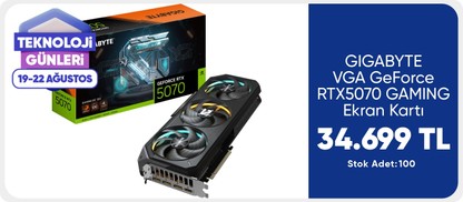 GIGABYTE VGA GeForce RTX# 5070 GAMING OC 12GB, 192 Bit, GDDR7, HDMI Ekran Kartı 