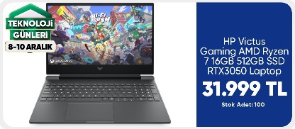 HP Victus Gaming AMD Ryzen 7 16GB 512GB SSD RTX3050 Laptop