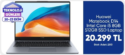 Huawei Matebook D14 2024 Intel Core i5 12450H 8GB 512GB SSD Windows 11 Home 14" IPS Tasinabilir Bilgisayar