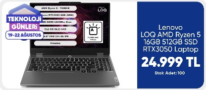 Lenovo LOQ AMD Ryzen 5 16GB 512GB SSD RTX3050 Laptop