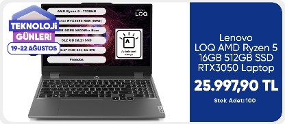 Lenovo LOQ AMD Ryzen 5 16GB 512GB SSD RTX3050 Laptop