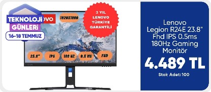 Lenovo Legion R24E 23.8" Fhd IPS 0.5ms 180Hz Gaming Monitör