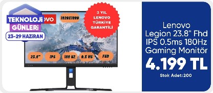 Lenovo Legion 23.8" Fhd IPS 0.5ms 180Hz Gaming Monitör 