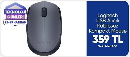 Logitech USB Alıcılı Kablosuz Kompakt Mouse
