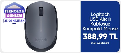 Logitech USB Alıcılı Kablosuz Kompakt Mouse
