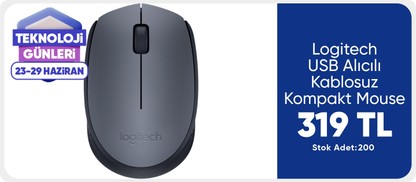Logitech USB Alıcılı Kablosuz Kompakt Mouse