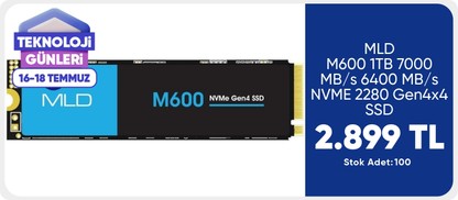 MLD M600 1TB 7000 MB/s 6400 MB/s NVME 2280 Gen4x4 SSD