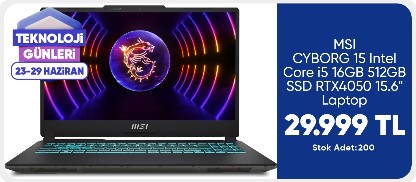 MSI CYBORG 15 Intel Core i5 16GB 512GB SSD RTX4050 15.6" Laptop