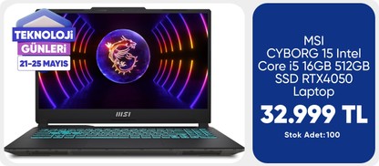MSI CYBORG 15 Intel Core i5 16GB 512GB SSD RTX4050 Laptop