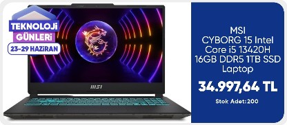 MSI CYBORG 15  Intel Core i5 13420H 16GB DDR5 1TB SSD Laptop