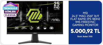 MSI 24.5" MAG 256F 16:9 FLAT RAPID IPS 180HZ 1MS FREESYNC GAMING MONITOR