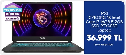 MSI CYBORG 15 Intel Core i7 16GB 512GB SSD RTX4050 Laptop