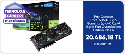 Pny Geforce Rtx® 5060TI 8gb Gaming Epıc-X Rgb# Triple Fan Overclocked Edition Dlss 4