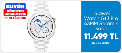 Huawei Watch Gt3 Pro 43MM Seramik Kasa - Beyaz Seramik