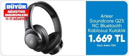 Anker Soundcore Q21i NC Bluetooth Kablosuz Kulaklık - Aktif Gürültü Önleyici ANC - 40 Saate Varan Şarj Süresi -Siyah 