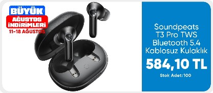 Soundpeats T3 Pro TWS Bluetooth 5.4 Kablosuz Kulaklık - ANC Özellikli (Resmi Distribütör Garantili)
