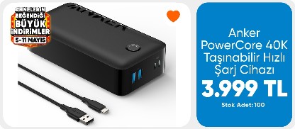 Anker 347 Powerbank 40000mAh - PowerCore 40K Taşınabilir Hızlı Şarj Cihazı - 30W - Siyah - A1377 (Anker Türkiye Garantili)