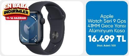 Apple Watch Seri 9 Gps 41MM Gece Yarısı Alüminyum Kasa Spor Kordon - S/m MR8W3TU/A
