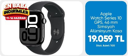 Apple Watch Series 10 Gps 46MM Jet Black Aluminium Case With Black Sport Band - M/l