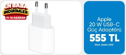 Apple 20 W USB-C Güç Adaptörü - MUVV3TU/A (Apple Türkiye Garantili)