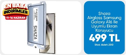 Shaza Airglass Samsung Galaxy A16 Ile Uyumlu Uygulama Aparatlı Cam Ekran Koruyucu