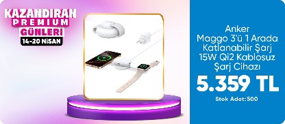 Anker Maggo 3'ü 1 Arada Katlanabilir Şarj 15W Qi2 Kablosuz Şarj Cihazı - Beyaz - B25M8