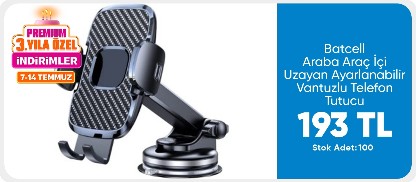 Batcell Araba Araç Içi Uzayan Ayarlanabilir Vantuzlu Telefon Tutucu Cam ve Torpido Için