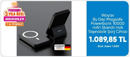 Woyax By Deji Magsafe 2307 10000mah Standlı Hızlı Taşınabilir Batarya iPhone 12 13 14 15 16 Android - SİYAH