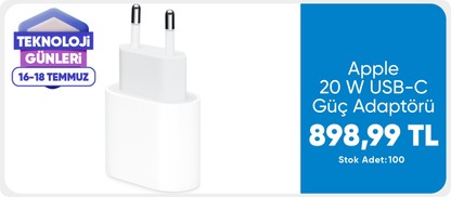 Apple 20 W USB-C Güç Adaptörü - MUVV3TU/A (Apple Türkiye Garantili)
