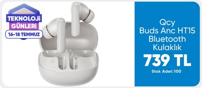 Qcy Buds Anc HT15 Bluetooth Kulaklık - 45 Db. Anc - 6 Mikrofon Enc - Çift Cihaz Gürültü Engelleme Ipx4 Beyaz