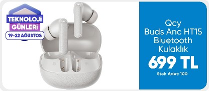 Qcy Buds Anc HT15 Bluetooth Kulaklık - 45 Db. Anc - 6 Mikrofon Enc - Çift Cihaz Gürültü Engelleme Ipx4 Beyaz 709 TL