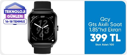 Qcy Gts Akıllı Saat 1.85#hd Ekran ( Sesli Görüşme ) Siyah