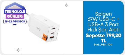 Spigen 67W USB-C + USB-A 3 Port Hızlı Şarj Aleti Samsung PPS 2.0 Isı Düşüren GaN Pro Destekli Akım Korumalı Güç Adaptörü iPhone & Android & iPad & MacBook Type-C White - ACH08710