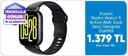 Xiaomi Redmi Watch 5 Active Black Akıllı Saat Sesli Görüşme Özellikli 1299 TL