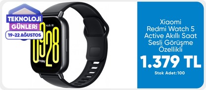 Xiaomi Redmi Watch 5 Active Black Akıllı Saat Sesli Görüşme Özellikli 1299 TL
