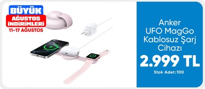 Anker UFO MagGo Kablosuz Şarj Cihazı (3'ü 1 Arada, Katlanabilir Ped) - Pembe - B25M8 (Anker Türkiye Garantili)