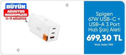 Spigen 67W USB-C + USB-A 3 Port Hızlı Şarj Aleti Samsung PPS 2.0 Isı Düşüren GaN Pro Destekli Akım Korumalı Güç Adaptörü iPhone \u0026 Android \u0026 iPad \u0026 MacBook Type-C White - ACH08710