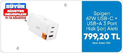 Spigen 67W USB-C + USB-A 3 Port Hızlı Şarj Aleti Samsung PPS 2.0 Isı Düşüren GaN Pro Destekli Akım Korumalı Güç Adaptörü iPhone \u0026 Android \u0026 iPad \u0026 MacBook Type-C White - ACH08710