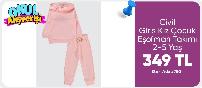 Civil Girls Kız Çocuk Eşofman Takımı 2-5 Yaş Pudra