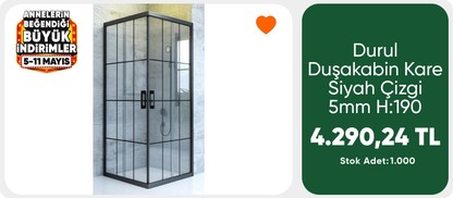 Durul Duşakabin Kare Siyah Çizgi 5mm H:190