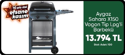 Aygaz Sahara X150 Vagon Tip Lpg'li Barbekü - Siyah