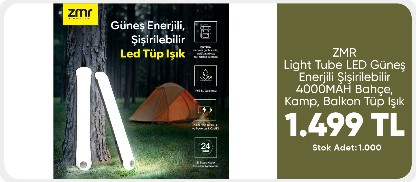 ZMR Light Tube LED Güneş Enerjili Şişirilebilir Tüp Işık 1499 TL