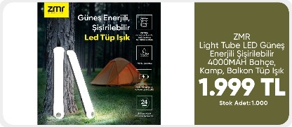 ZMR Light Tube LED Güneş Enerjili Şişirilebilir Tüp Işık 1499 TL