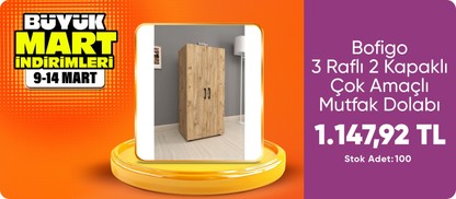 Bofigo 3 Raflı 2 Kapaklı Çok Amaçlı Mutfak Dolabı Banyo Dolabı Çok Amaçlı Dolap Çam 