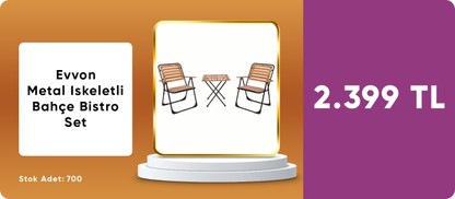 Evvon Metal Iskeletli Bahçe Bistro Set 2.399 TL