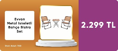 Evvon Metal Iskeletli Bahçe Bistro Set 2.399 TL