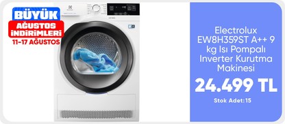 Electrolux EW8H359ST A++ 9 kg Isı Pompalı Inverter Kurutma Makinesi