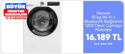 Hoover H3WPS2106TAB6-17 10 kg 1200 Devir Wi-Fi + Bluetooth Bağlantılı Çamaşır Makinesi